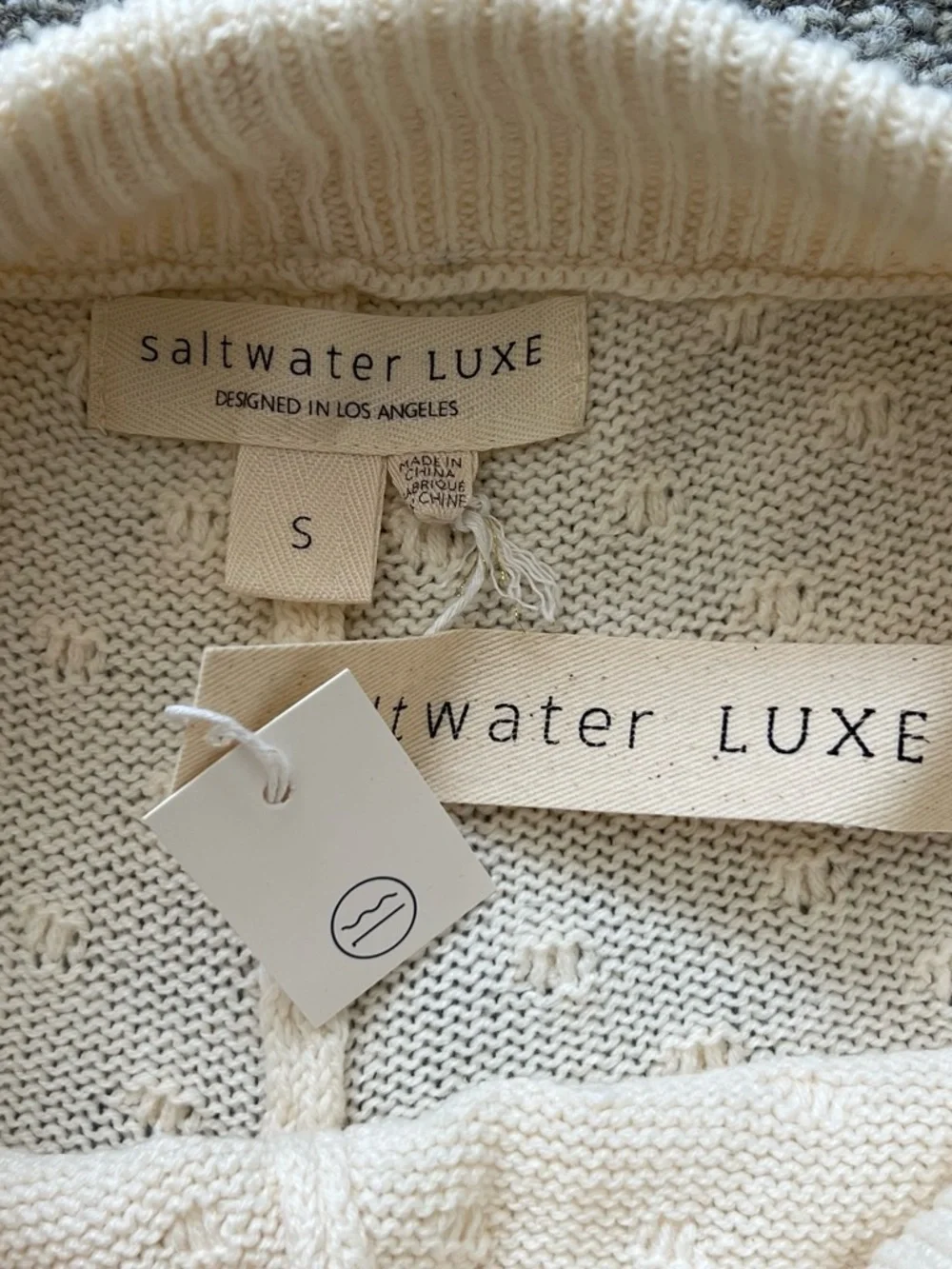 saltwater LUXE Cream Textured Knit Polka Dot Shorts - Picture 2 of 5
